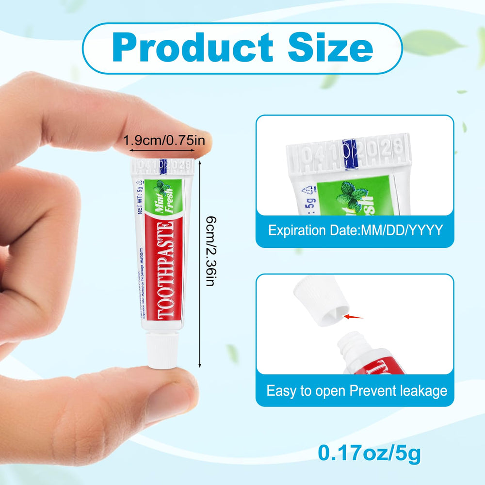 Mint-flavored mini toothpaste 0.17 oz each