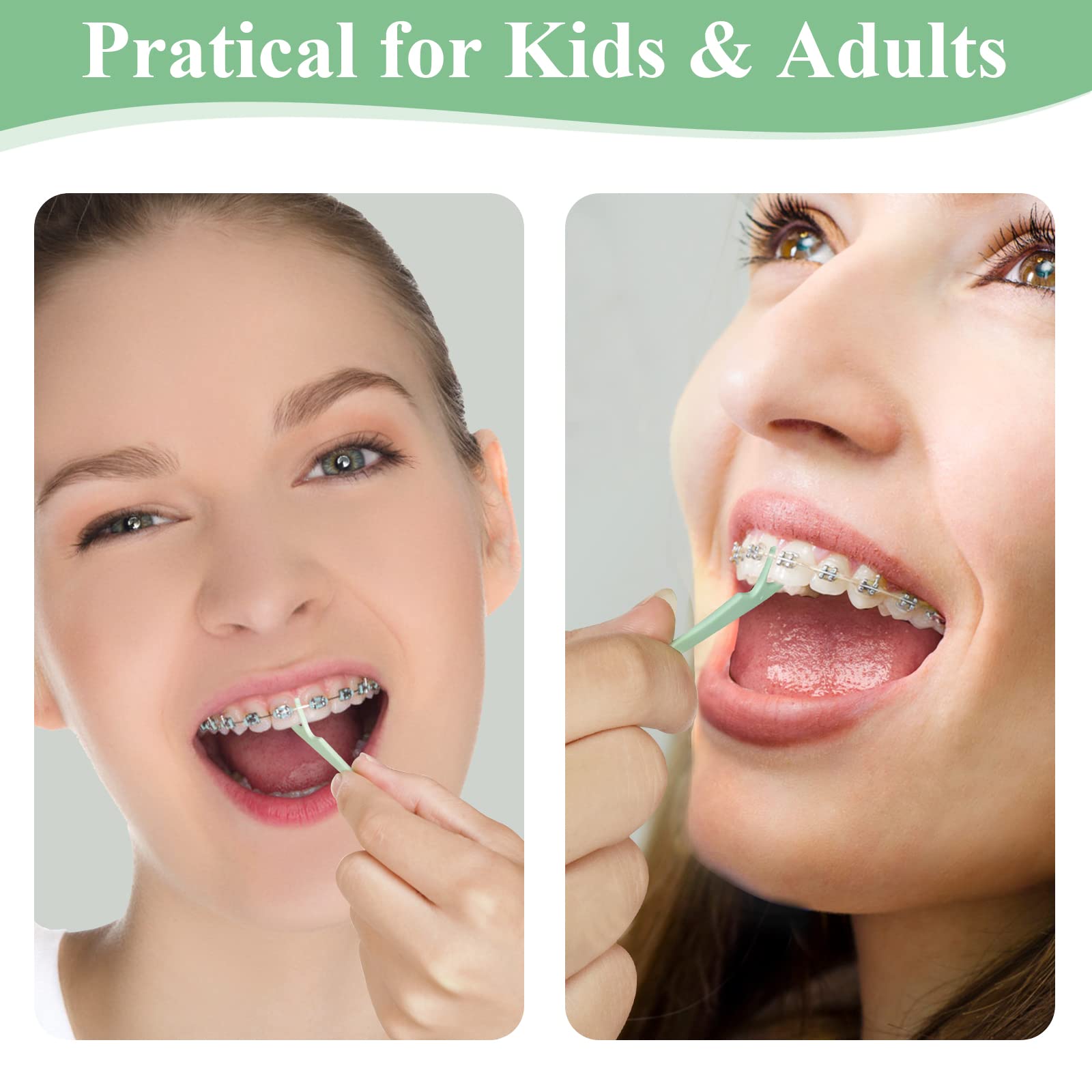 Toothpick end for cleaning around braces wires
