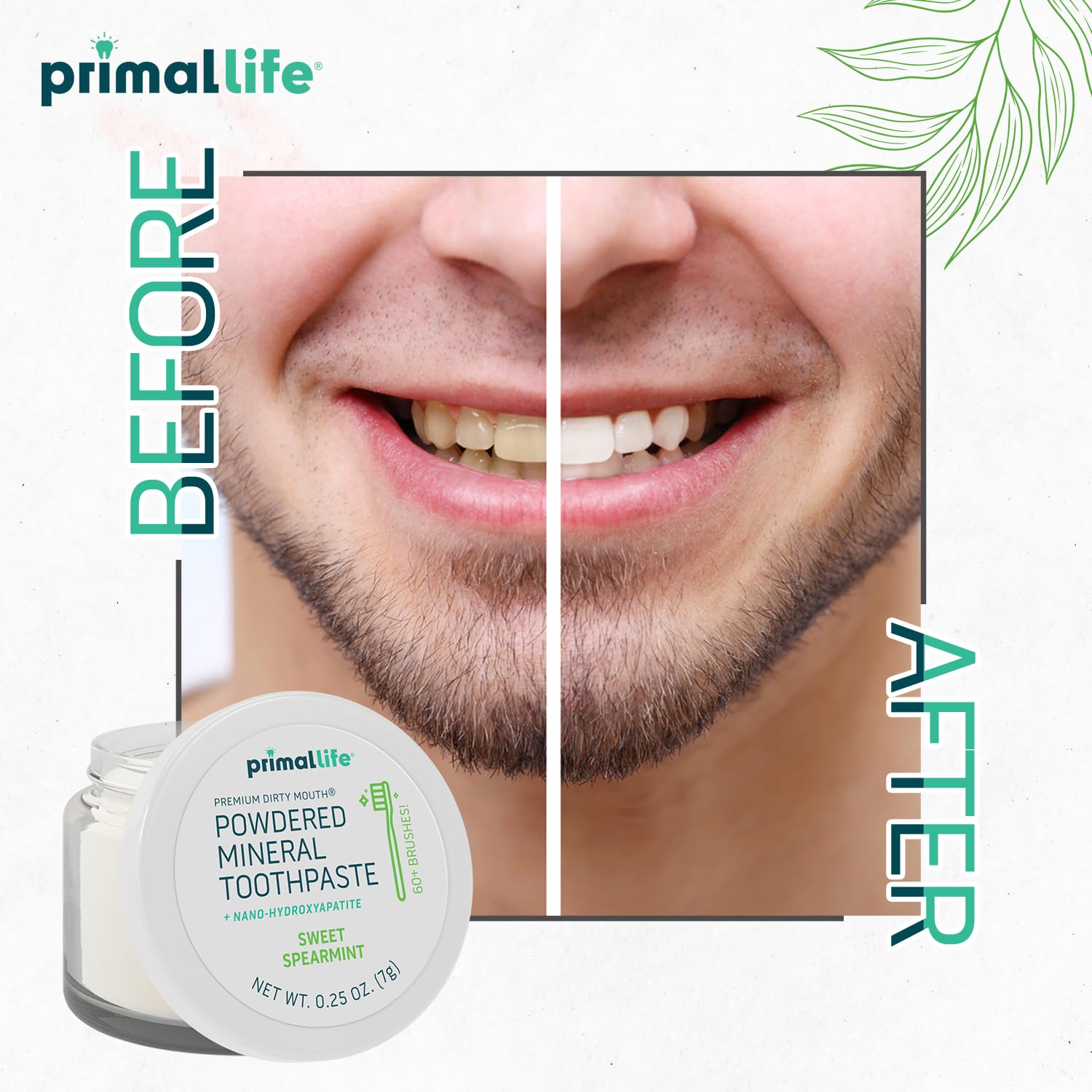 Vegan organic gluten-free toothpowder packaging
