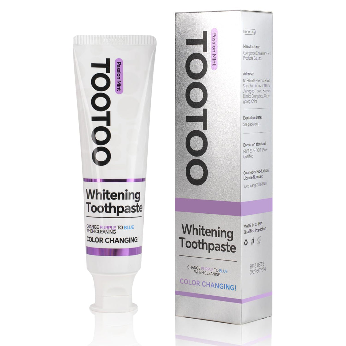 TooToo Niacinamide Whitening Toothpaste tube with packaging
