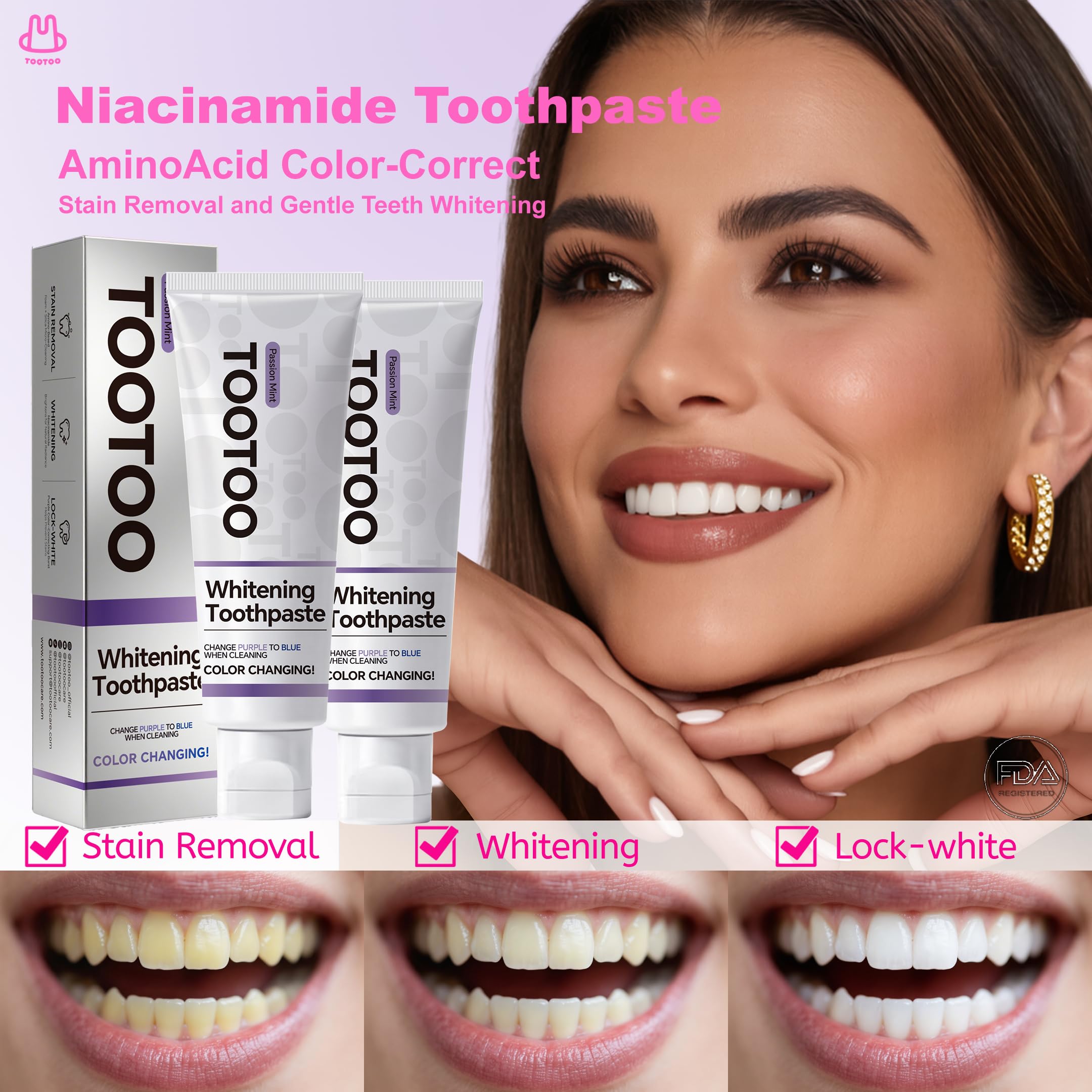 Bright smile after using TooToo Niacinamide Whitening Toothpaste