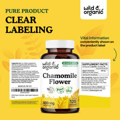 Top cap and bottle of Wild & Organic Chamomile Extract Capsules
