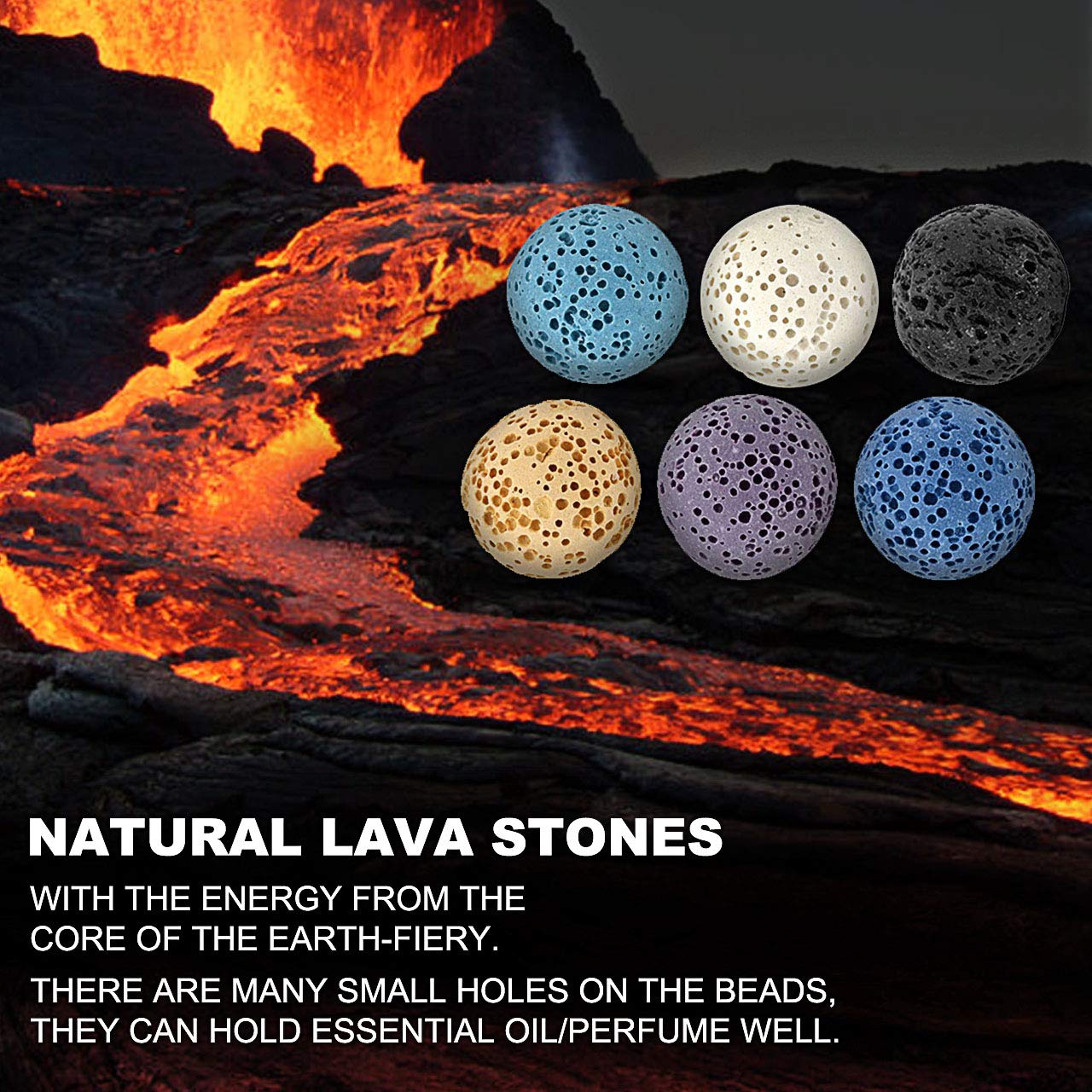 Ceramic square warmer bowl with dyed lava stones