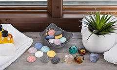 Lava stones soaking up essential oils for diffusion