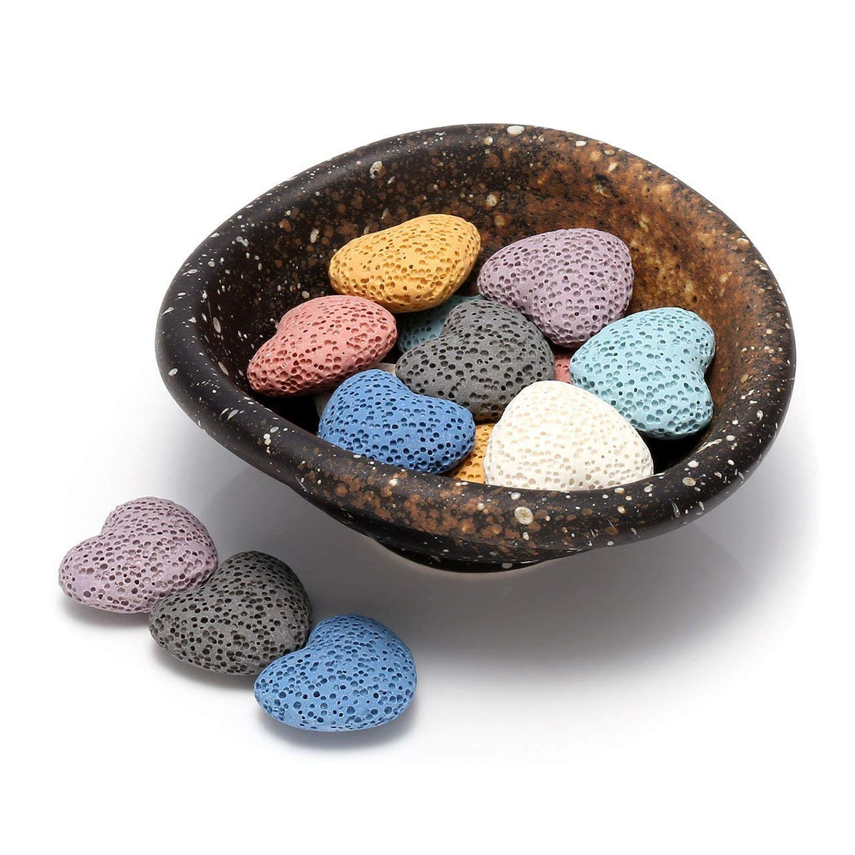 Oval ceramic tray diffuser with dyed lava stone beads