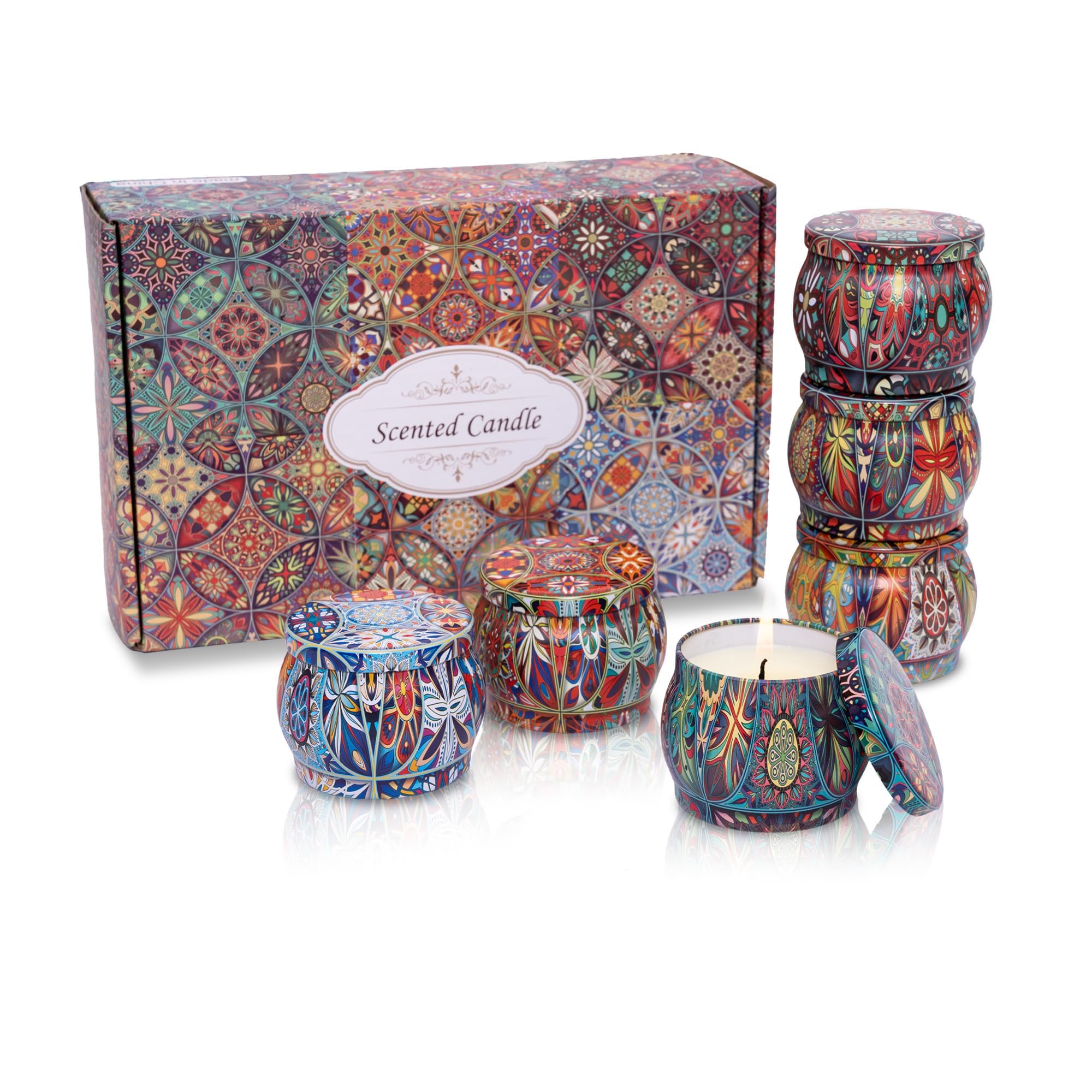 Topadorn six-pack candles gift box view highlights premium gift ready packaging for special occasions