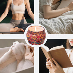 Topadorn vanilla candle close-up highlighting warm, comforting scent for unwinding.