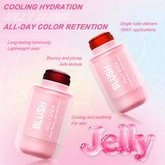 Close up of Topcent Jelly Blush Stick texture with dewy finish