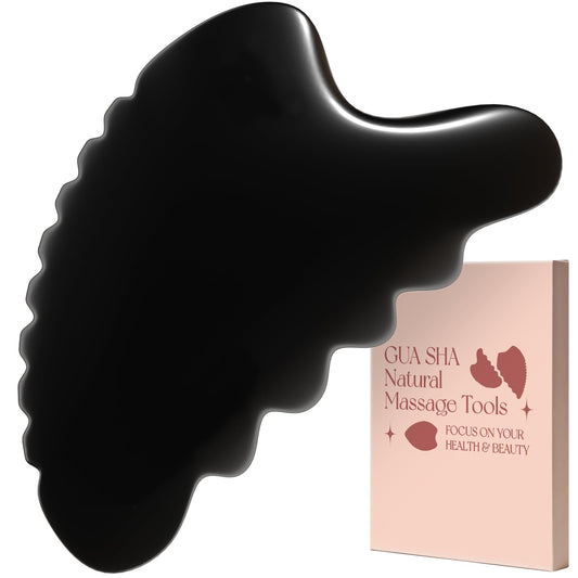 tophld Wave-Edge Gua Sha facial tool close-up on natural Bian stone