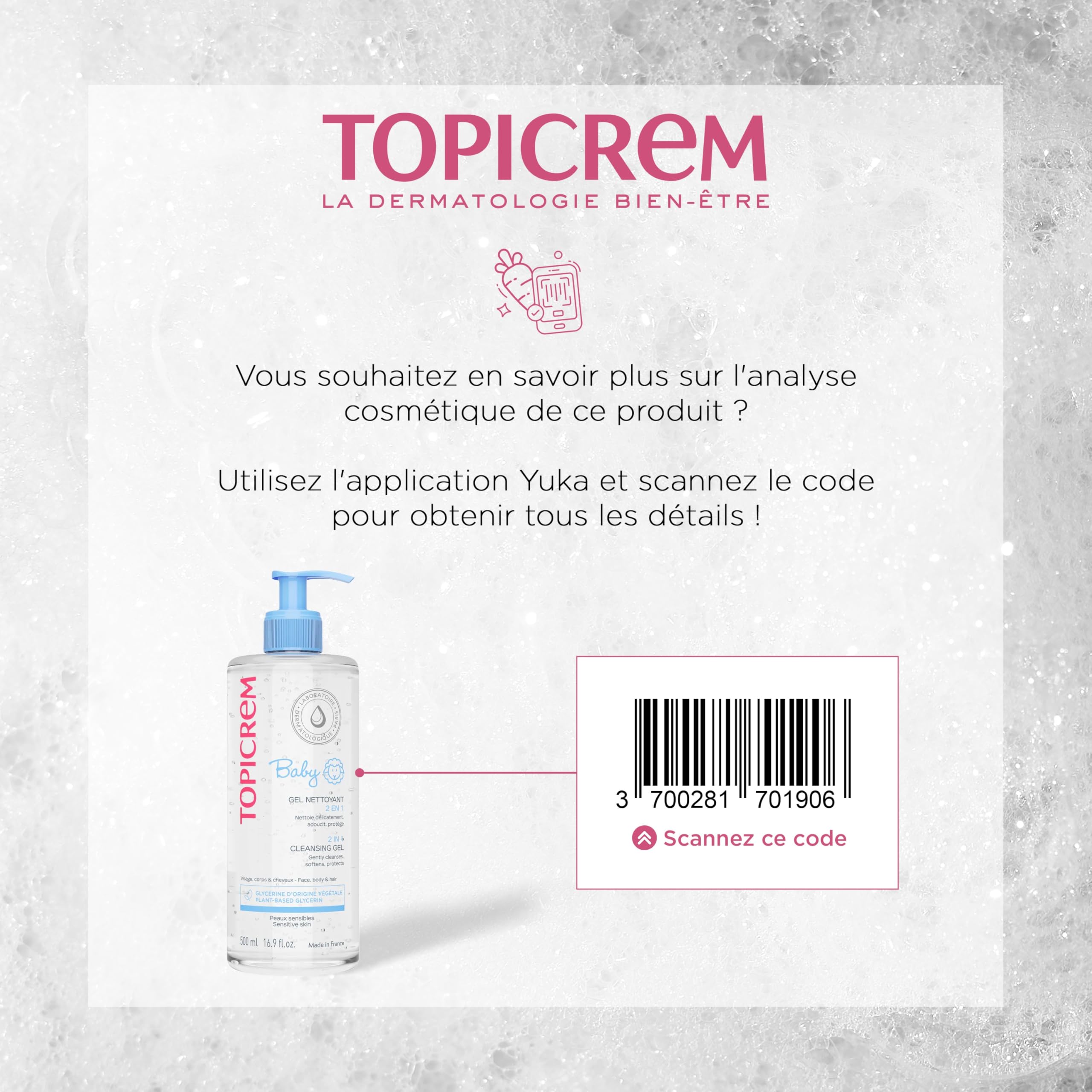 Gentle cleanser for baby's hair and skin in 500ml bottle
