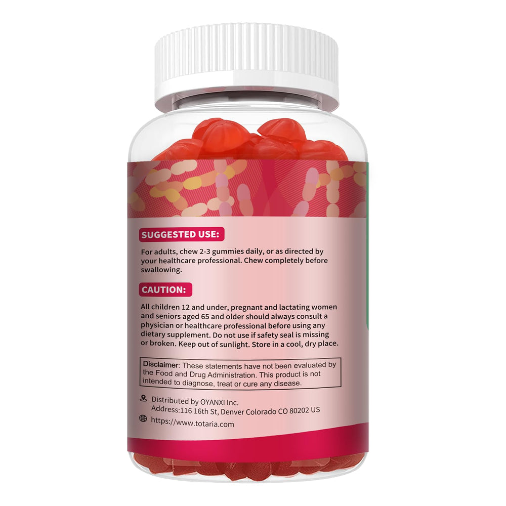 Digestive health concept with Totaria gummies and gut-friendly imagery