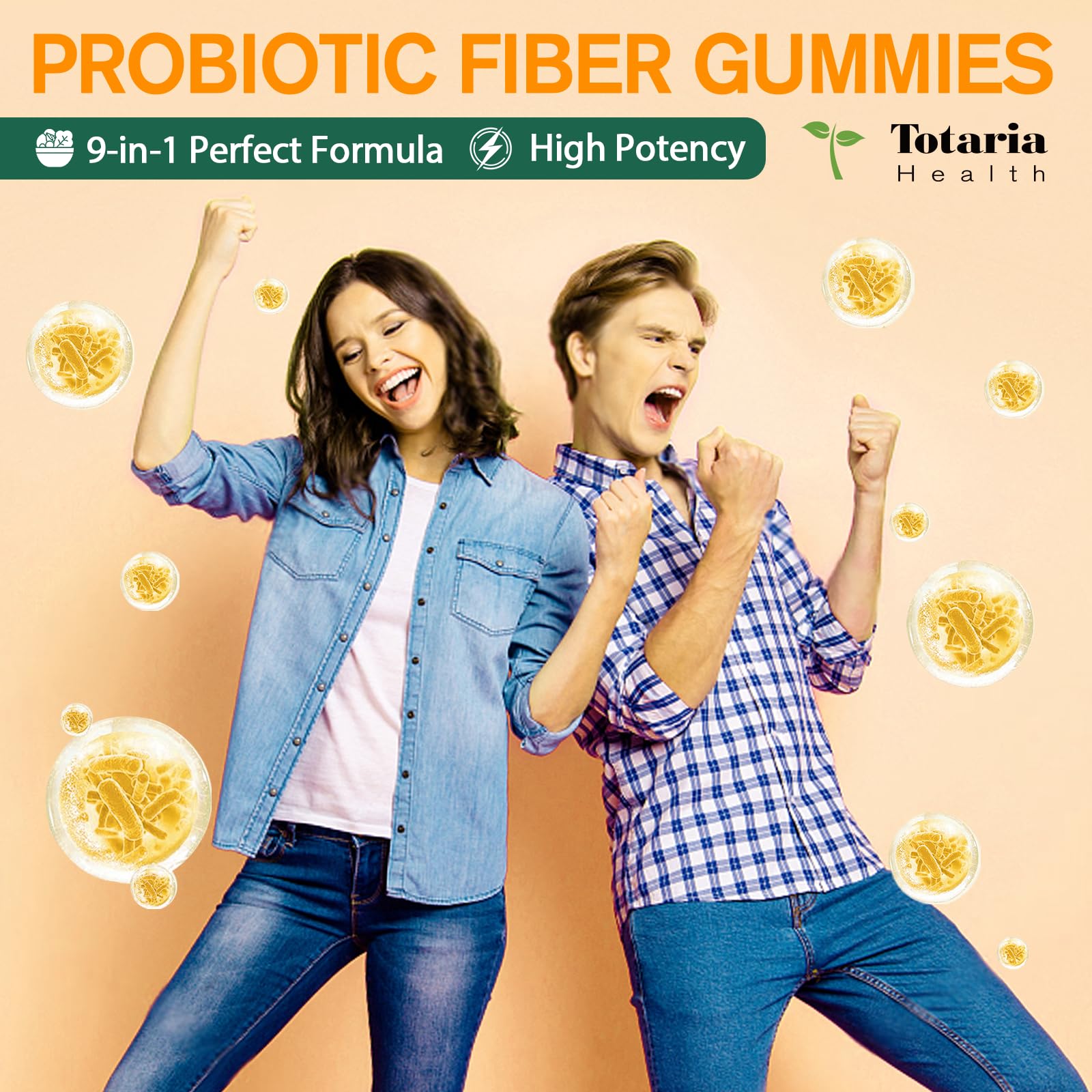 Label of Totaria 9-in-1 Probiotic Fiber Gummies