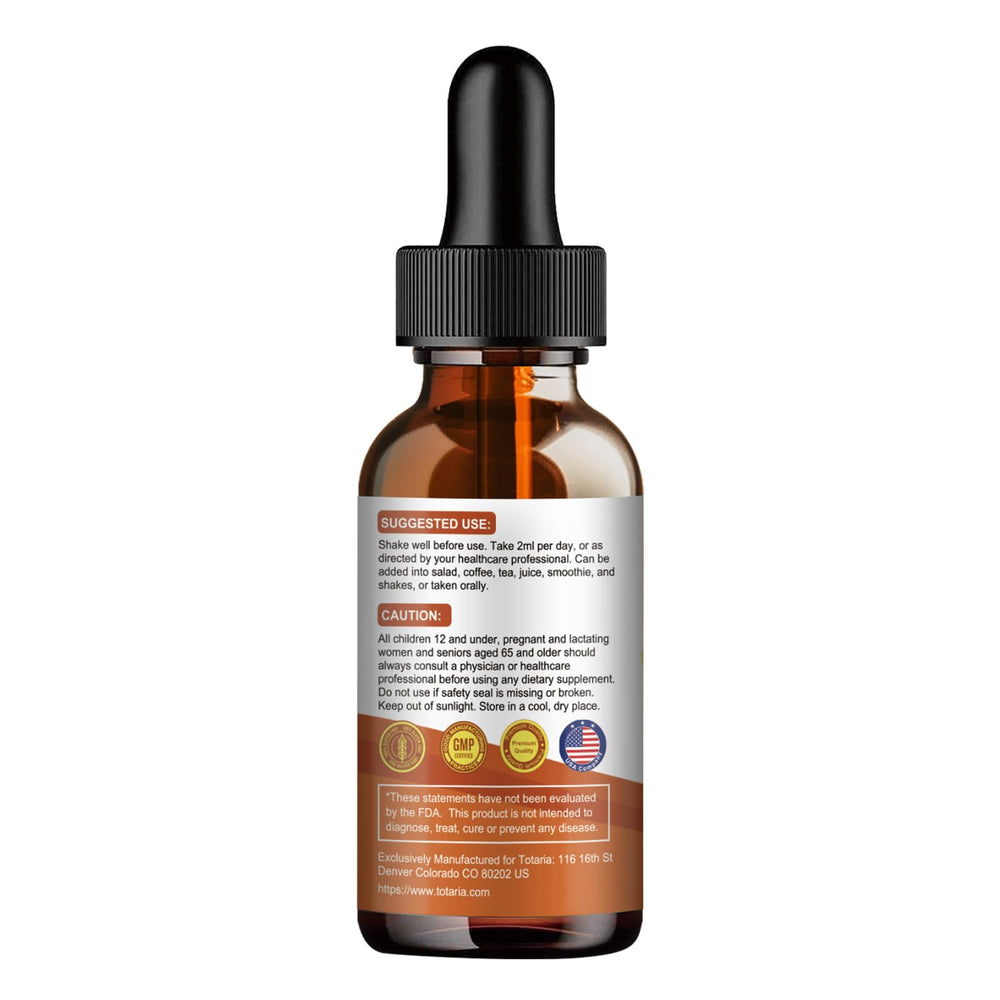 2 oz Totaria Berberine bottle with label close up