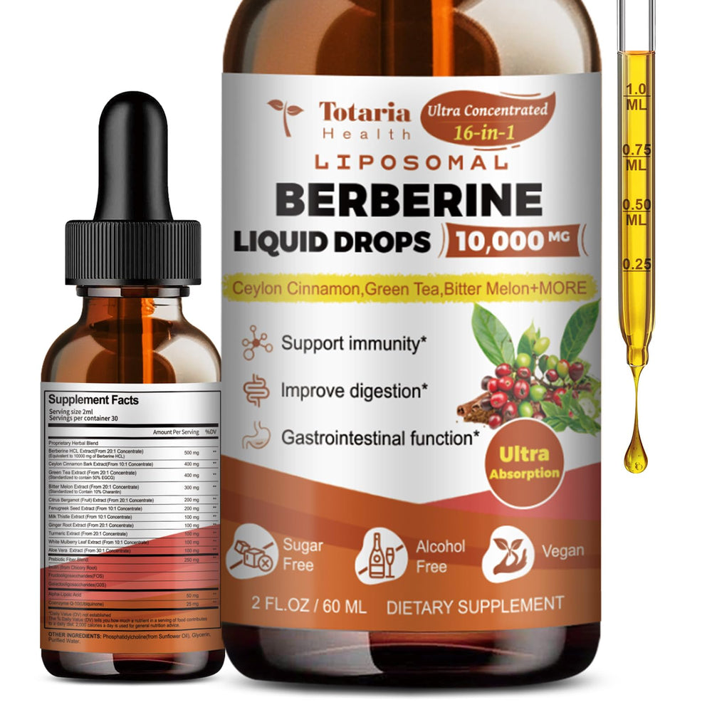 Totaria Berberine supplement bottle with Berberine HCL 2oz