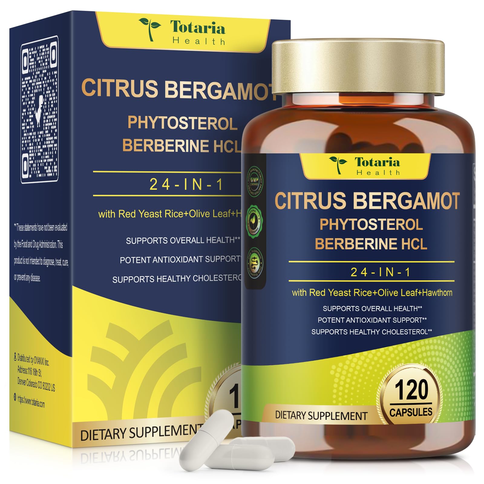 Totaria Citrus Bergamot supplement bottle with capsules
