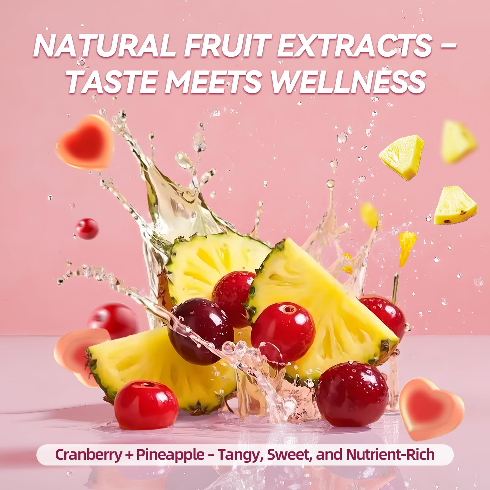 Gummy close-up showing sugar-free formulation and texture