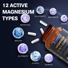 Totaria Magnesium Complex capsules close-up, highlighting gentle, stomach-friendly magnesium.