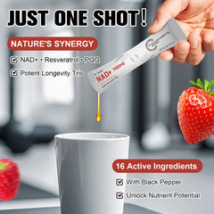 NAD+ liquid bottle label with 1500mg potency