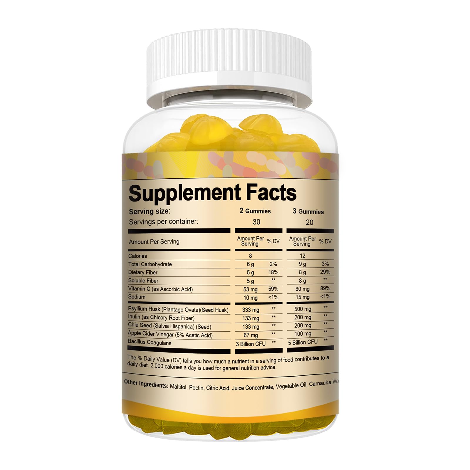 Totaria probiotic fiber gummies pineapple serving on dish