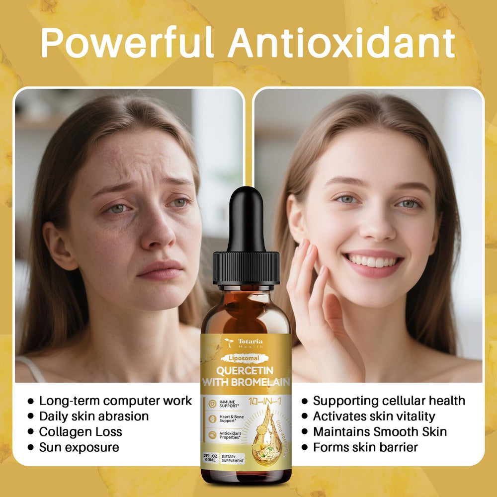 Dropper dispensing quercetin bromelain liquid drops