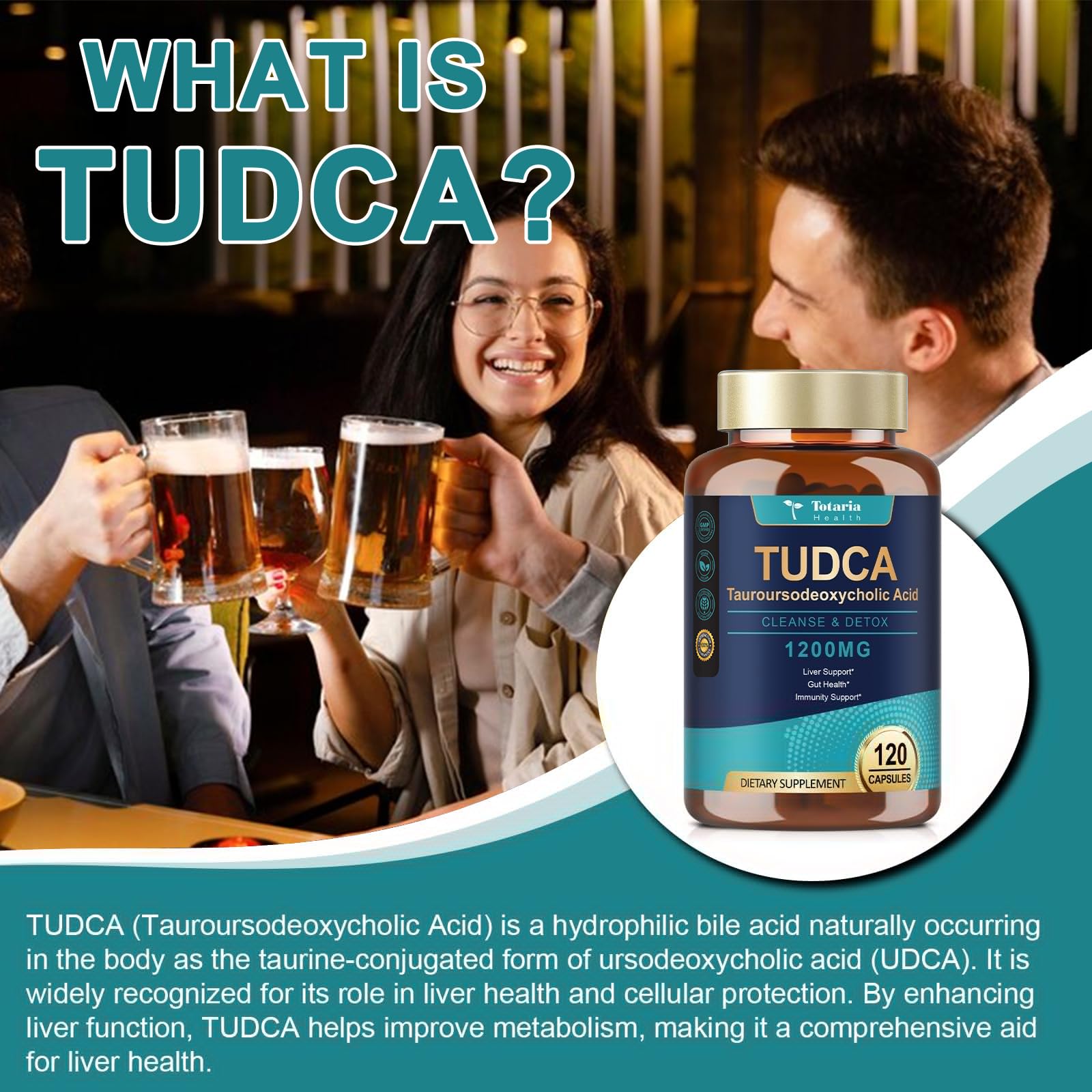 Totaria TUDCA 1200mg label details and ingredients