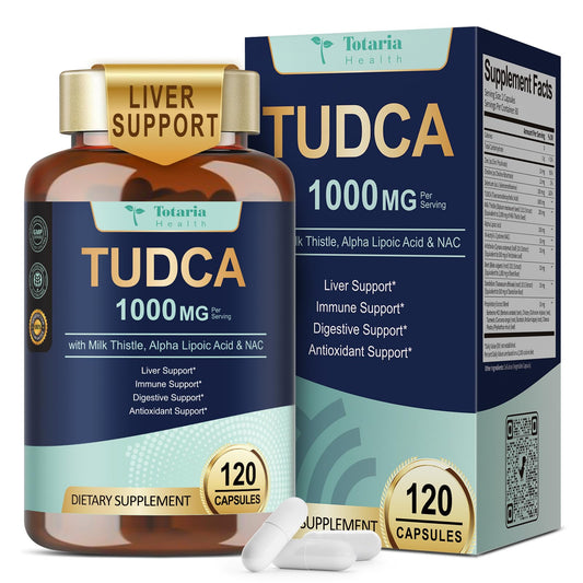 Totaria TudCA 15-in-1 Liver Support bottle with 120 vegan capsules