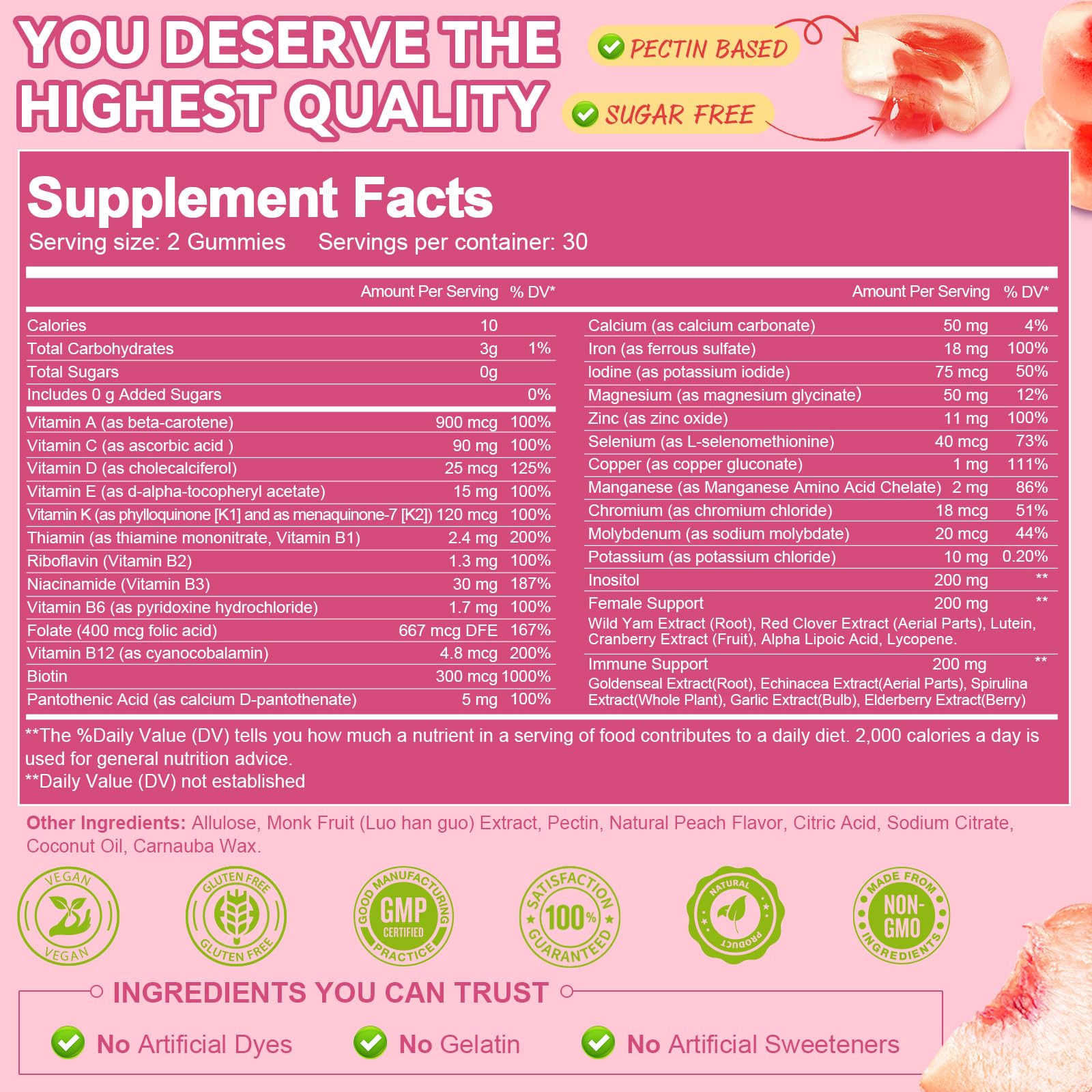 Two peach-flavored Totaria gummies close-up texture