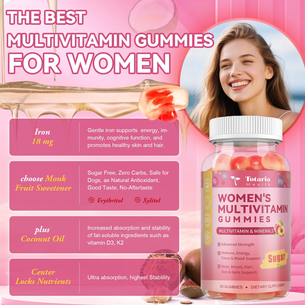 Label highlights essential vitamins and minerals in Totaria gummies