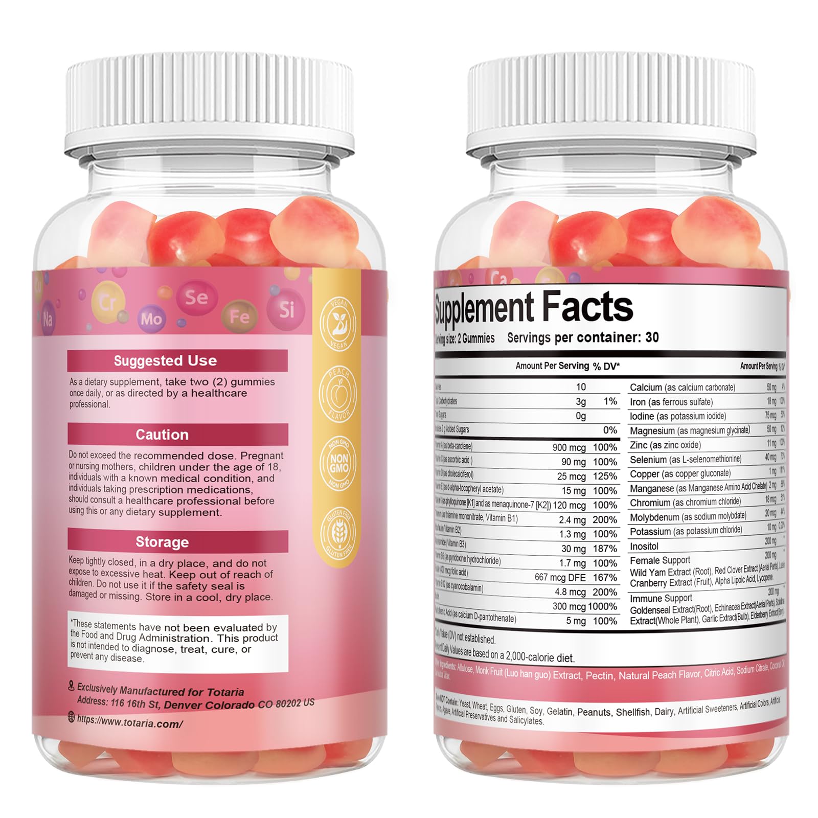 Totaria peach-flavored gummy texture close-up