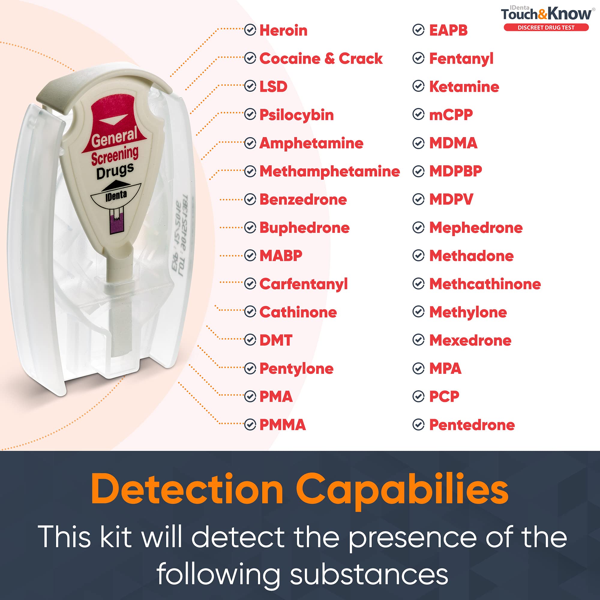 Hands holding the compact at-home drug testing device