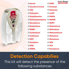 Hands holding the compact at-home drug testing device