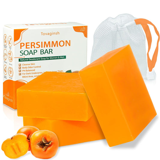 tovaginsh 3-pack persimmon soap display: natural odor control for daily freshness.