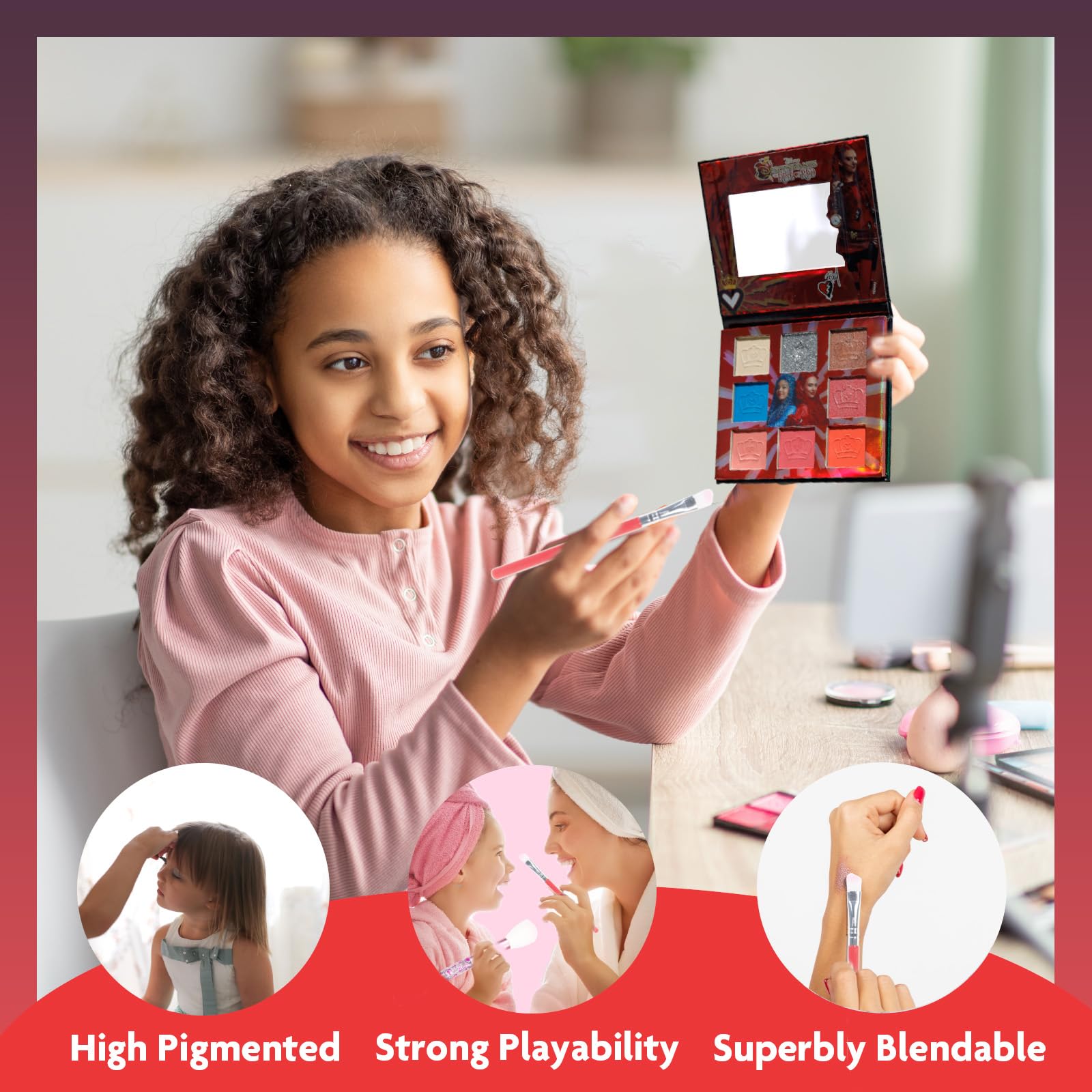 Townley Girl palette includes a compact mirror for on-the-go touch ups.
