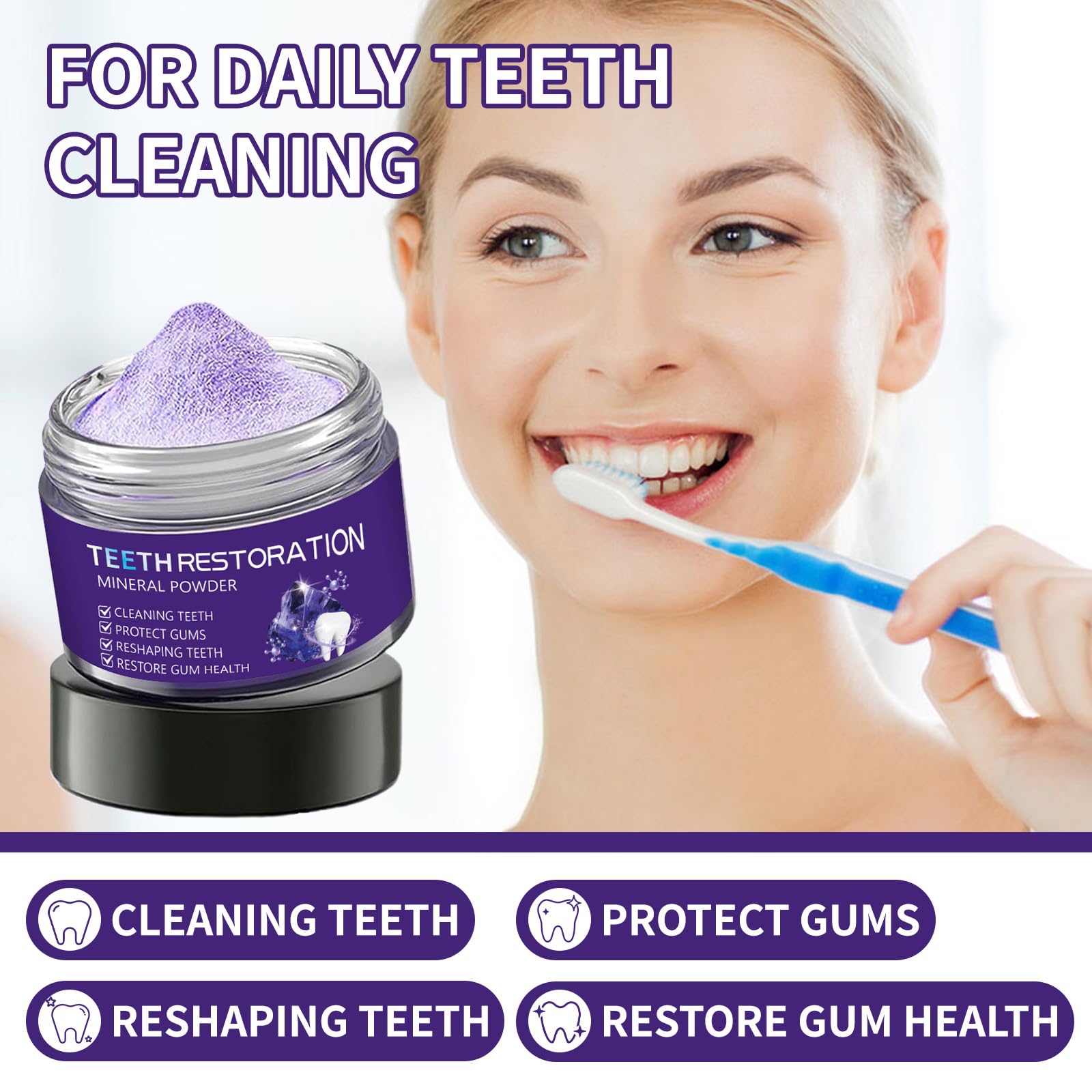 Brighter smile after using Tpyag Teeth Restoration Mineral Powder