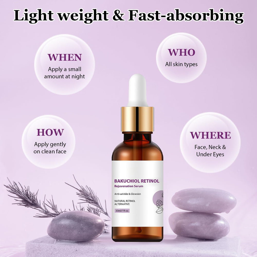 Traboto Venature Bakuchiol Serum application on fingertip shows smooth texture.