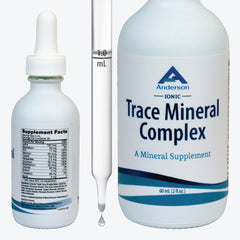 Front view of Trace Mineral Complex bottle in a 2 oz glass bottle