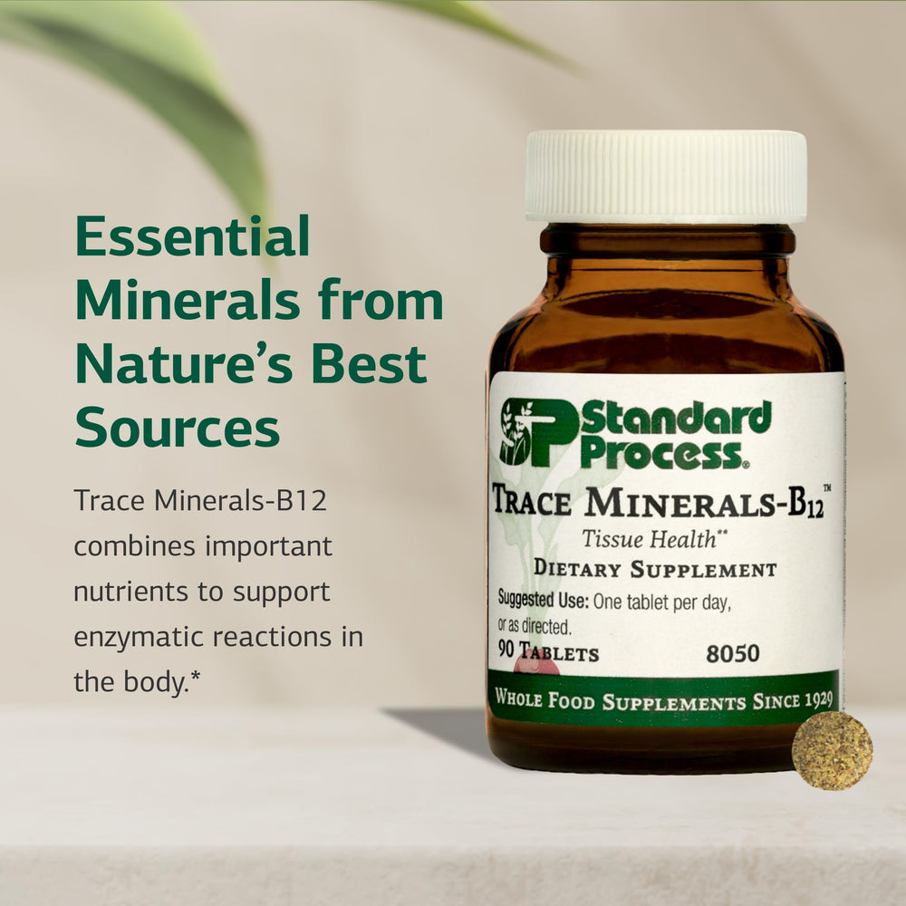 Trace Minerals-B12 shown as non-dairy and non-soy supplement