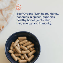 Trace Minerals Beef Organs label close-up with mineral details.