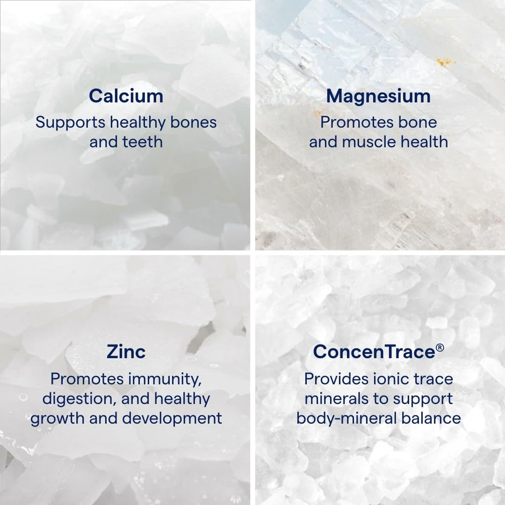 Liquid Cal/Mag/Zinc being poured into a glass for easy daily use.
