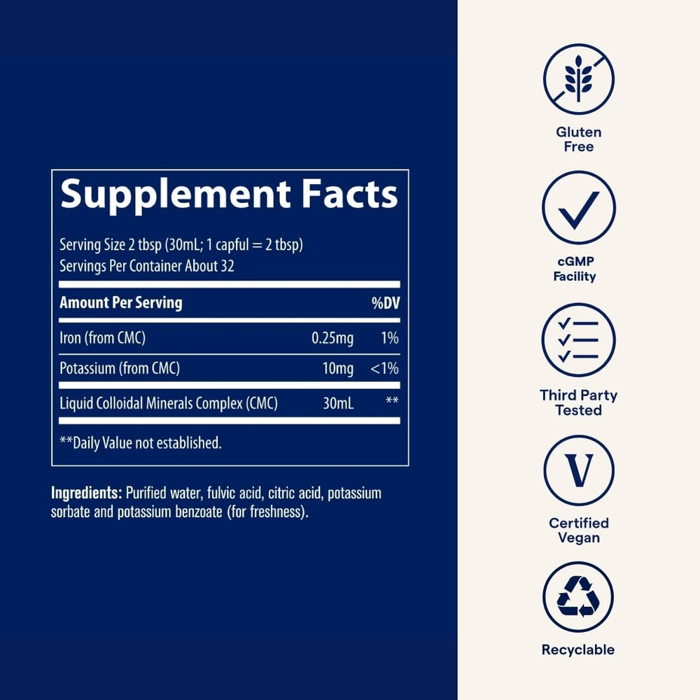 Close-up of fulvic acid and mineral content on label