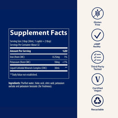 Close-up of fulvic acid and mineral content on label