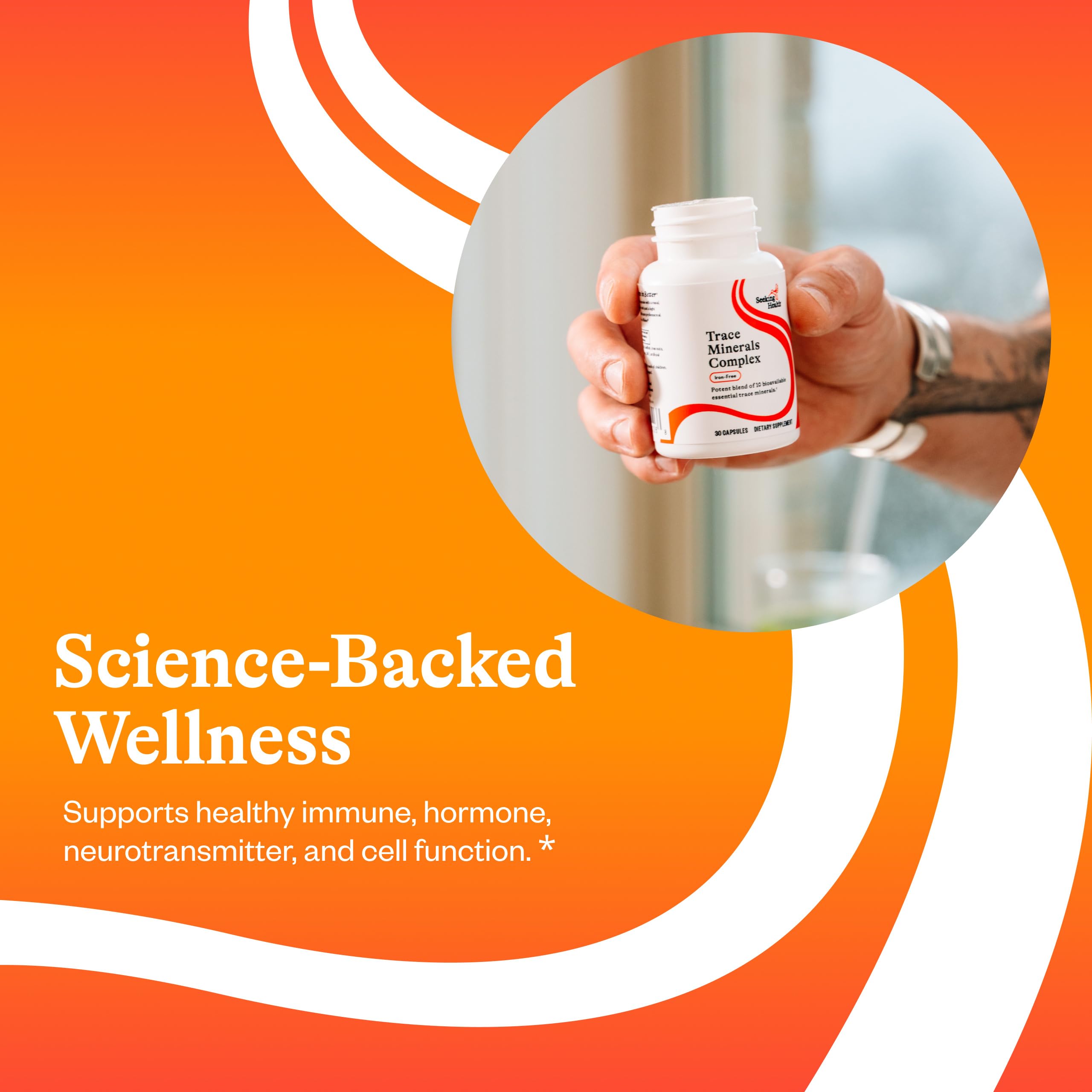 Trace Minerals Complex bottle label highlighting 10 minerals