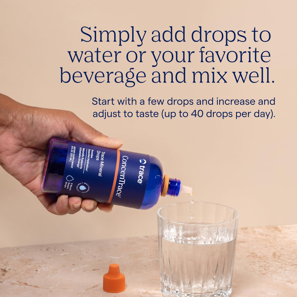 Trace Minerals ConcenTrace ingredients panel communicates mineral diversity for balanced daily minerals.