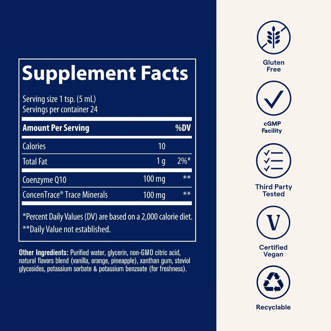 Front label of Trace Minerals CoQ10 bottle