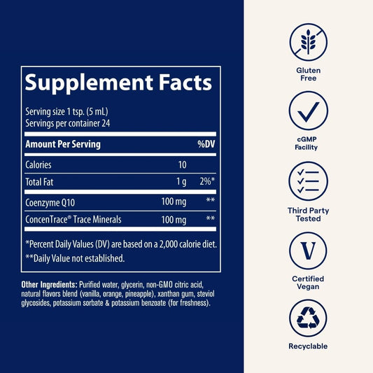 Front label of Trace Minerals CoQ10 bottle
