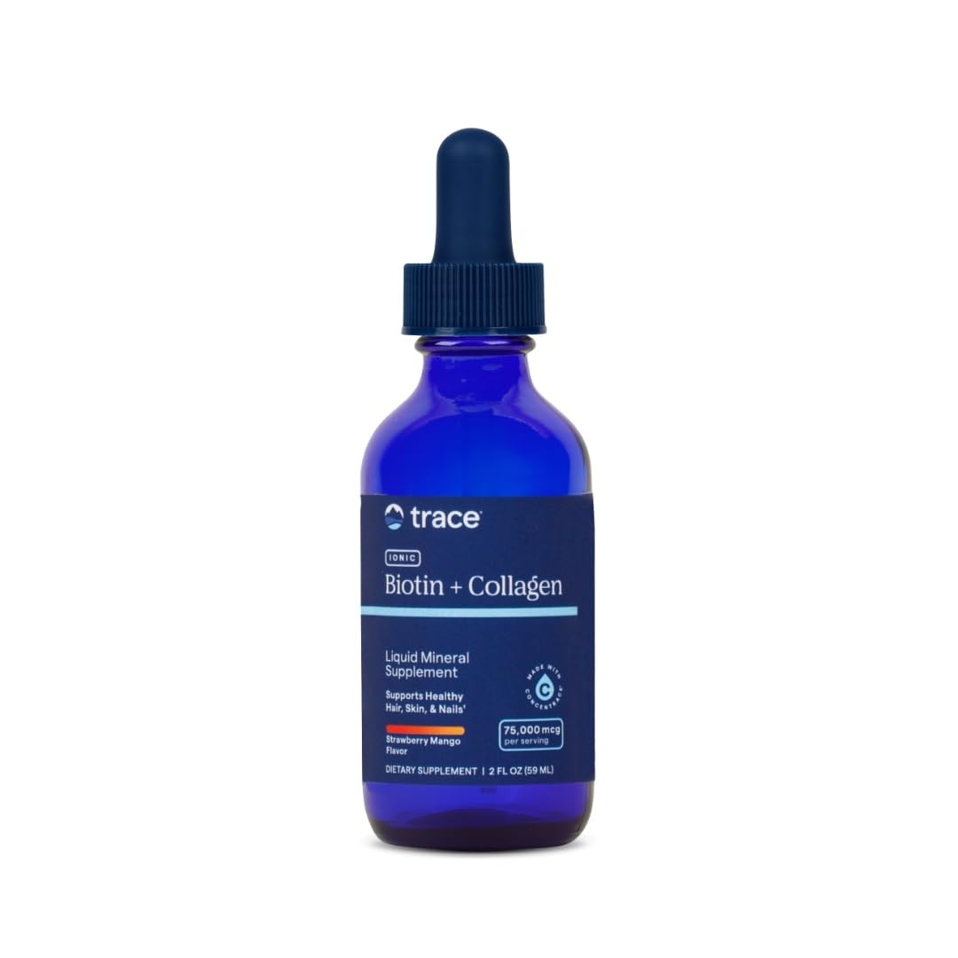 Bottle of Trace Minerals Ionic Biotin + Collagen