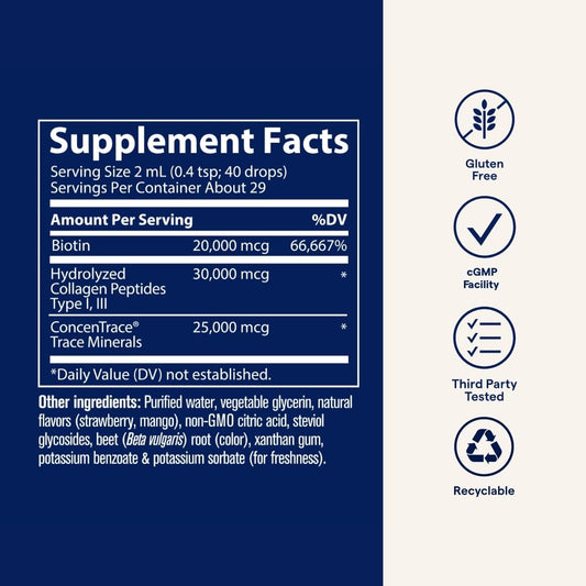 Trace Minerals Ionic Biotin + Collagen product label