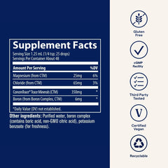 Droplet measuring 1.25 mL (0.25 tsp) dosage for daily use