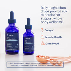 Back label with supplement facts of Trace Minerals Ionic Magnesium 2 oz