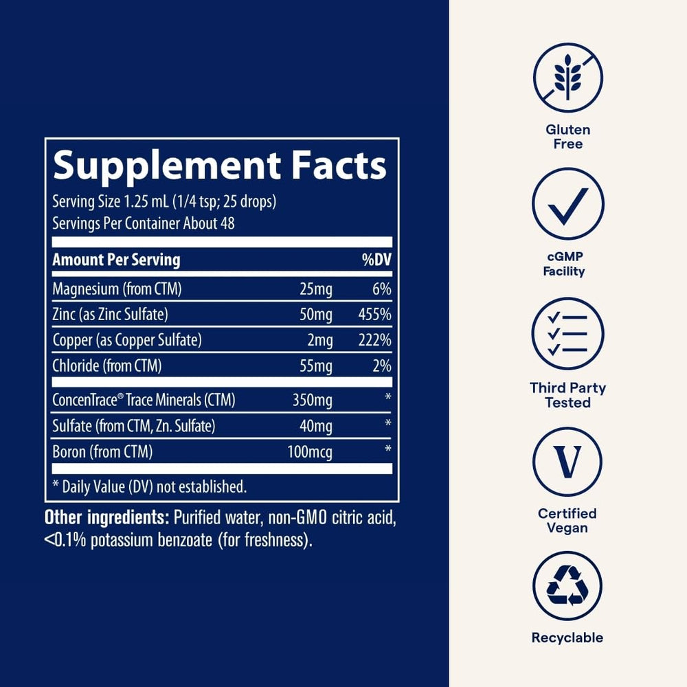 Close-up of dropper dispensing Ionic Zinc liquid